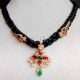 Handmade Brass Metal Jewellery Black Thread Necklace